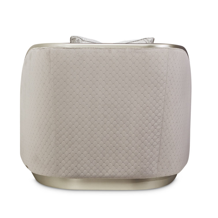 Elegant Beige Velvet Accent Chair with Honeycomb Pattern