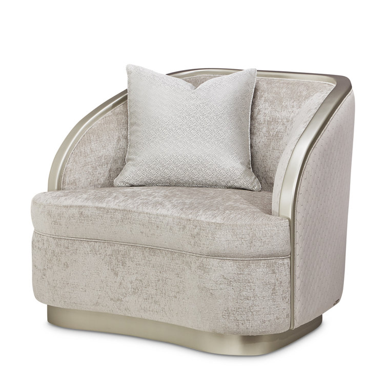 Elegant Beige Velvet Accent Chair with Honeycomb Pattern