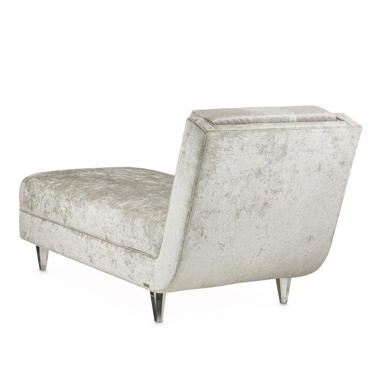 Silver Velvet Armless Chaise with Acrylic Feet