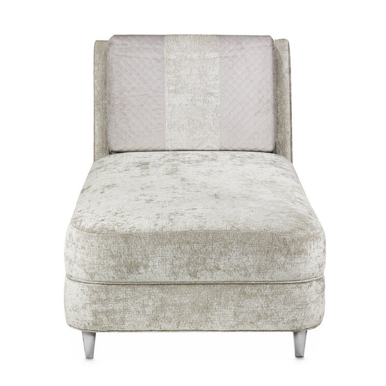 Silver Velvet Armless Chaise with Acrylic Feet
