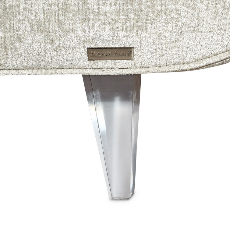Silver Velvet Armless Chaise with Acrylic Feet