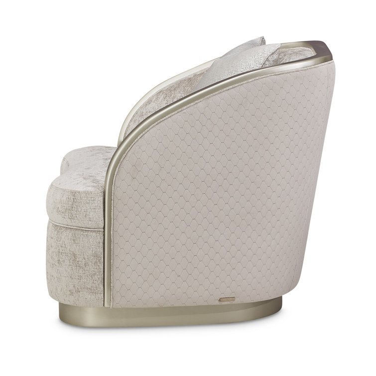 Elegant Beige Velvet Accent Chair with Honeycomb Pattern