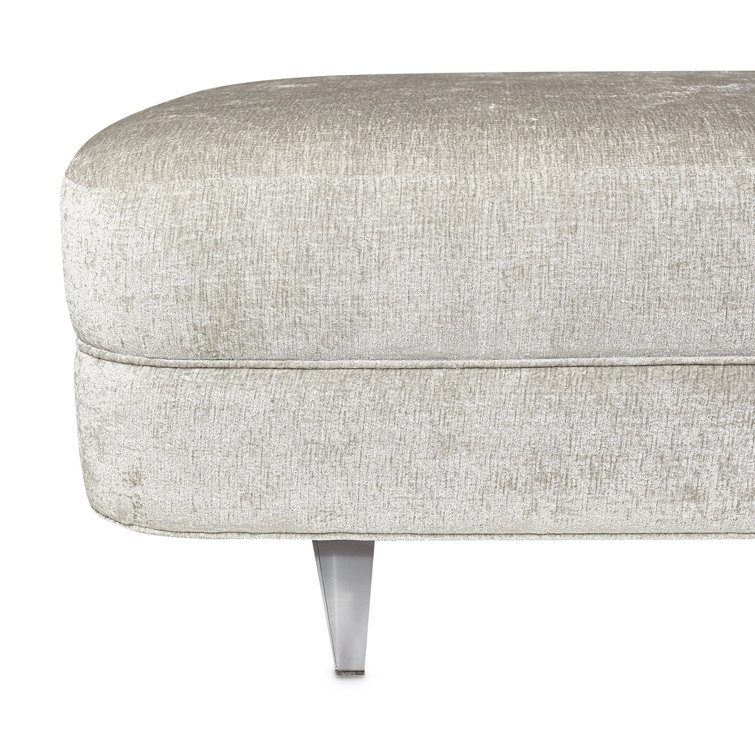 Silver Velvet Armless Chaise with Acrylic Feet