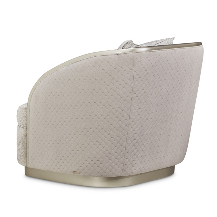 Elegant Beige Velvet Accent Chair with Honeycomb Pattern