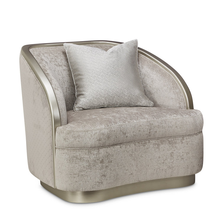 Elegant Beige Velvet Accent Chair with Honeycomb Pattern