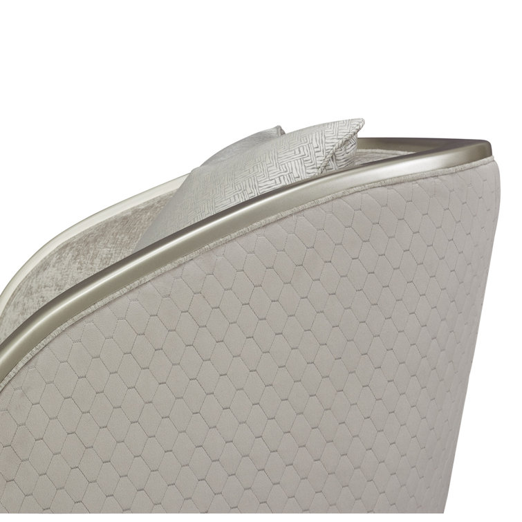Elegant Beige Velvet Accent Chair with Honeycomb Pattern