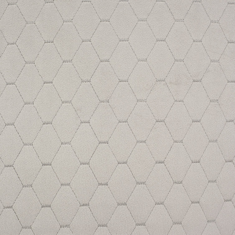 Elegant Beige Velvet Accent Chair with Honeycomb Pattern