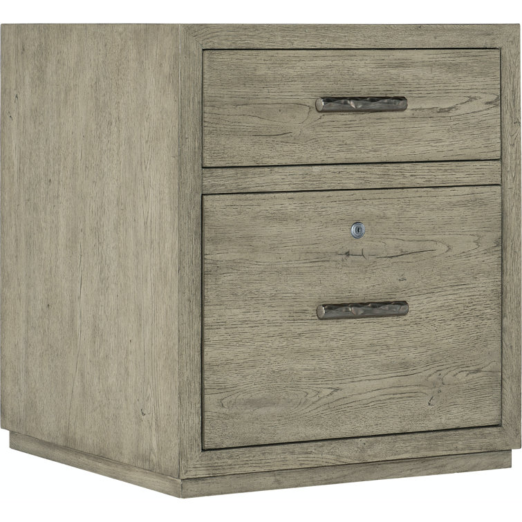 Gray Oak 96" Home Office Desk with Filing Cabinet