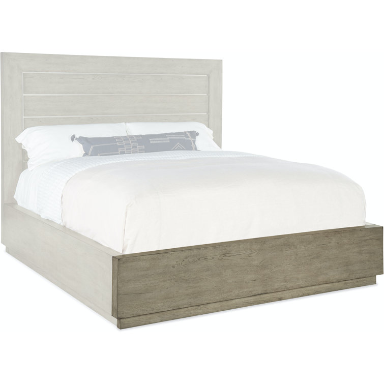 Gray King Upholstered Wood Panel Bed with Drawer