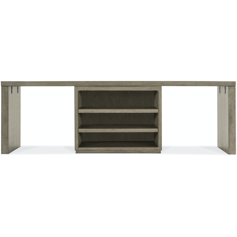 Gray Oak Veneer Home Office Desk with Filing Cabinet