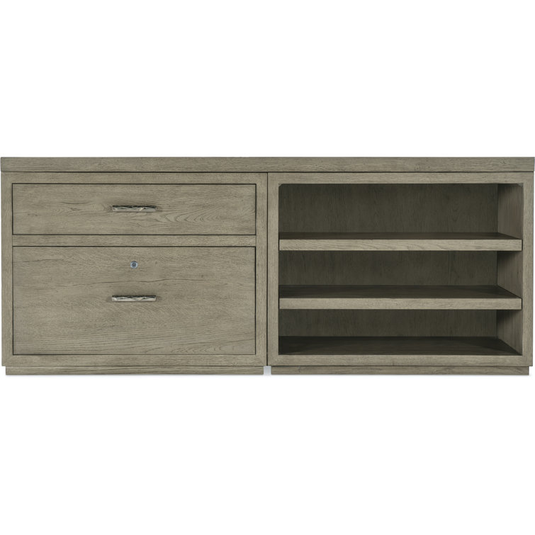 Gray Oak 72'' Wide Lockable 2-Drawer Credenza