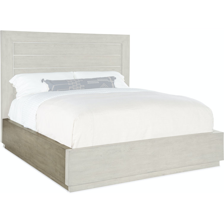 Gray King Upholstered Wood Panel Bed with Drawer