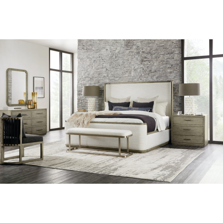 Gray Oak Transitional 3-Drawer Nightstand
