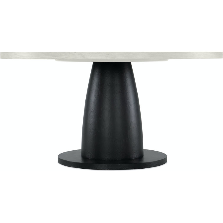 60-Inch Round Black and Gray Oak Dining Table
