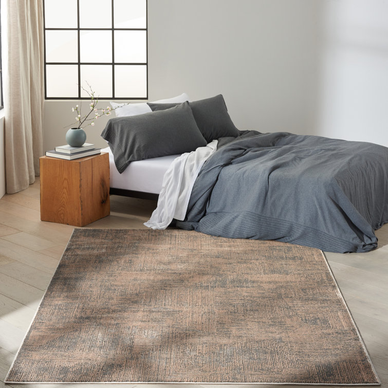 Irradiant Abstract Black Ivory Synthetic 5'3" x 7'3" Rug