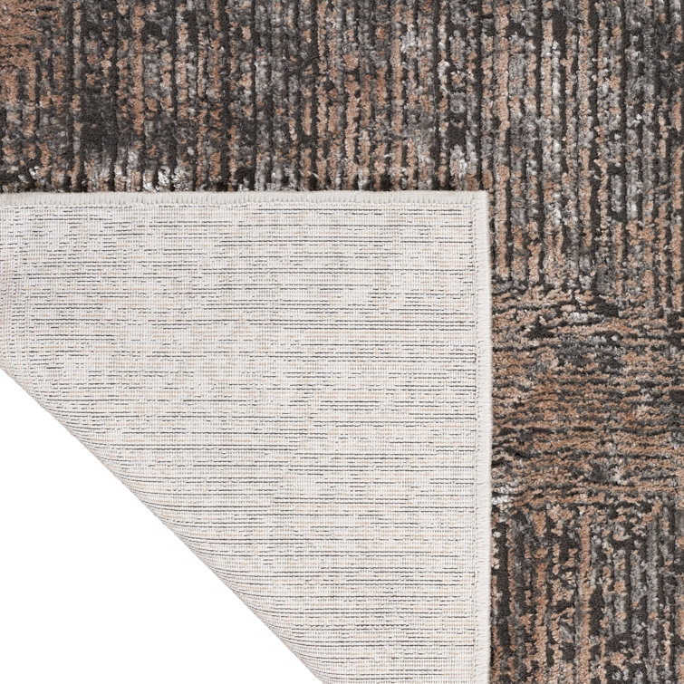 Irradiant Abstract Black Ivory Synthetic 5'3" x 7'3" Rug