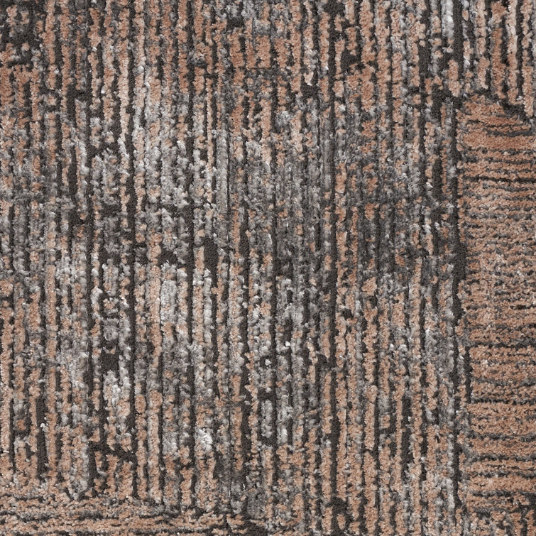 Irradiant Abstract Black Ivory Synthetic 5'3" x 7'3" Rug