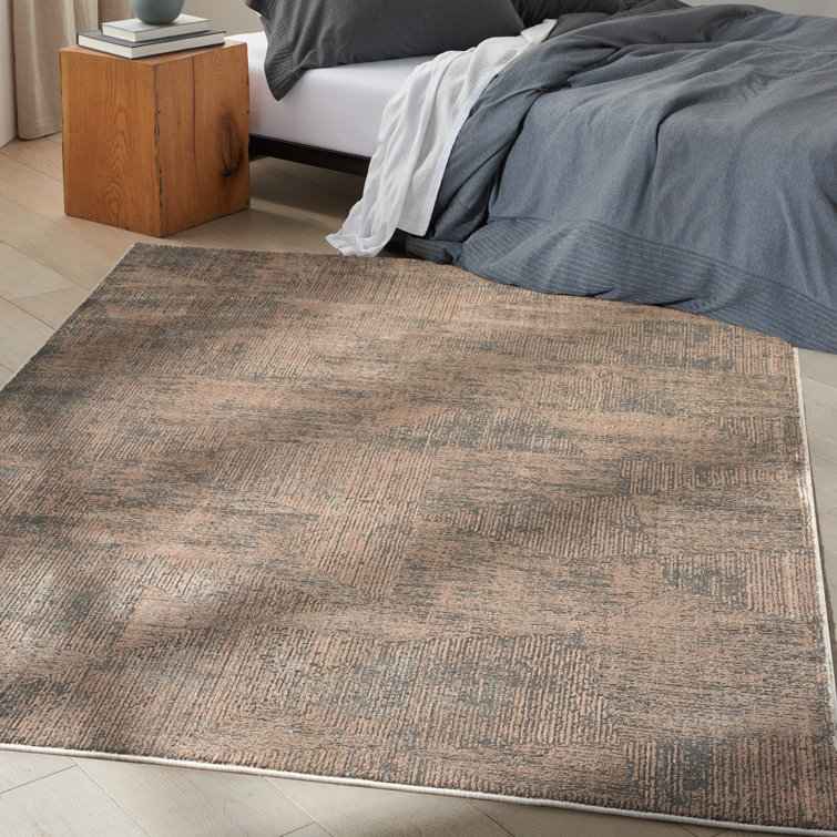 Irradiant Abstract Black Ivory Synthetic 5'3" x 7'3" Rug