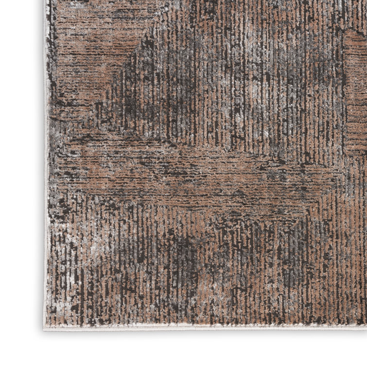 Irradiant Abstract Black Ivory Synthetic 5'3" x 7'3" Rug