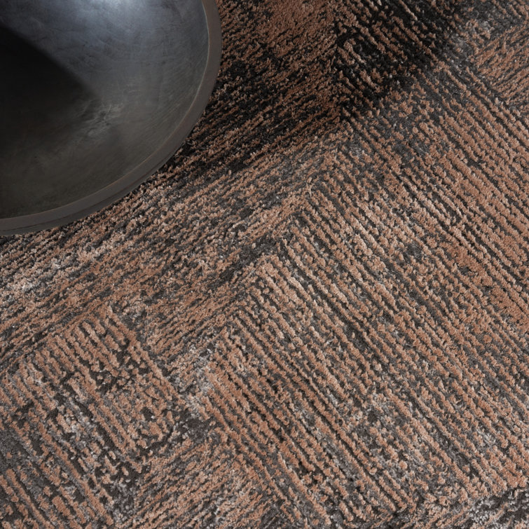 Irradiant Abstract Black Ivory Synthetic 5'3" x 7'3" Rug