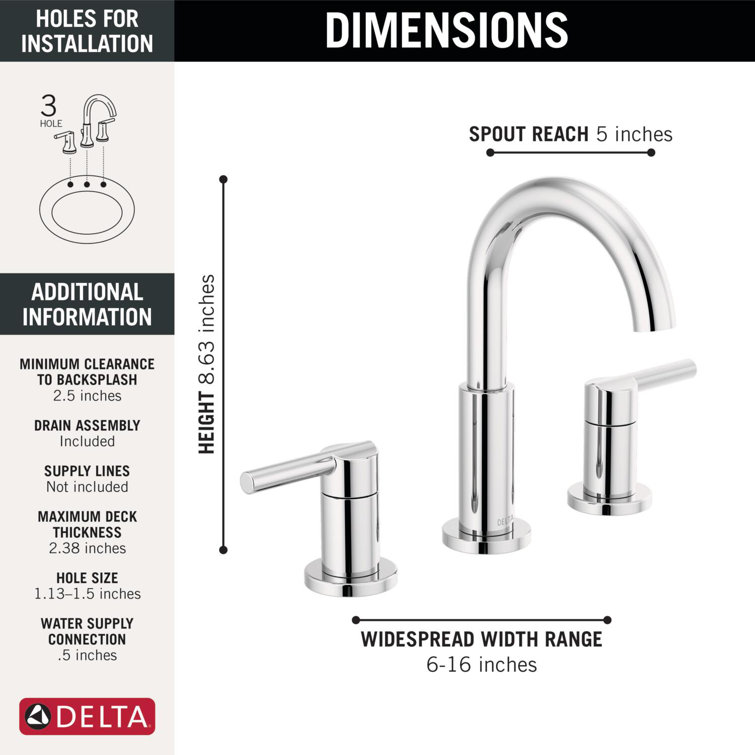 Delta Chrome Nicoli Two Handle Widespread Bathroom Faucet
