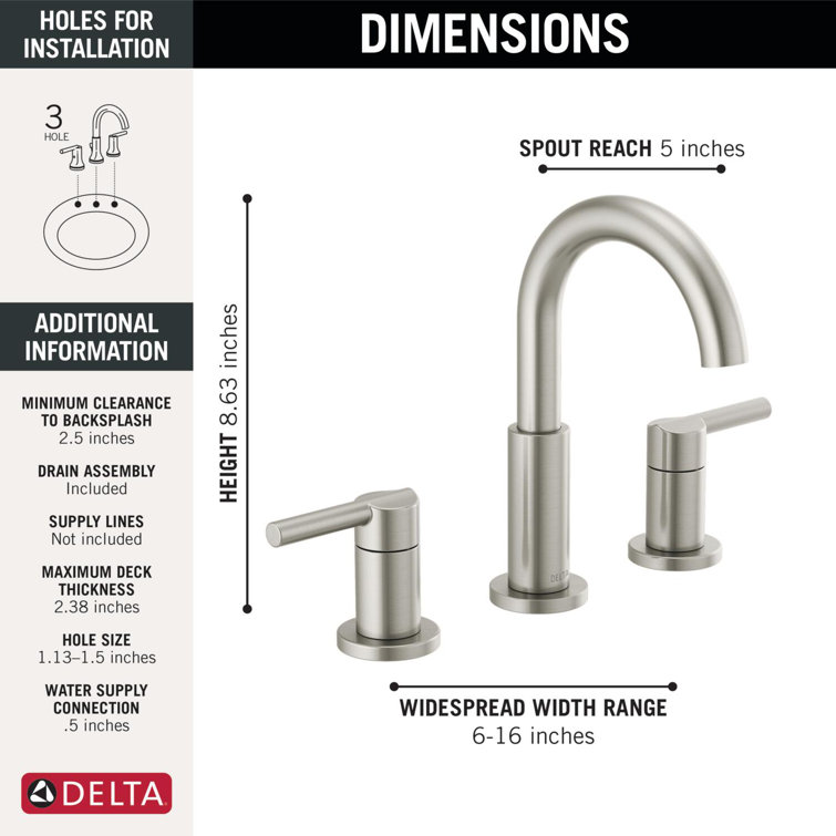 Nicoli Stainless Steel Modern Widespread Bathroom Faucet