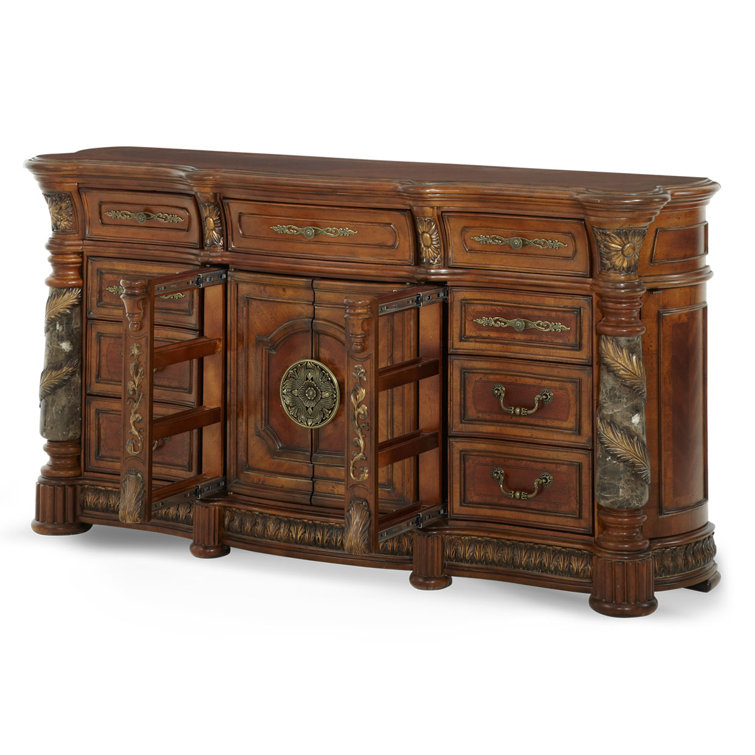 Classic Chestnut Birch Dresser with Mirror and Storage