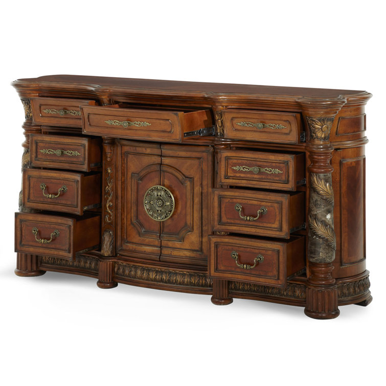 Classic Chestnut Birch Dresser with Mirror and Storage