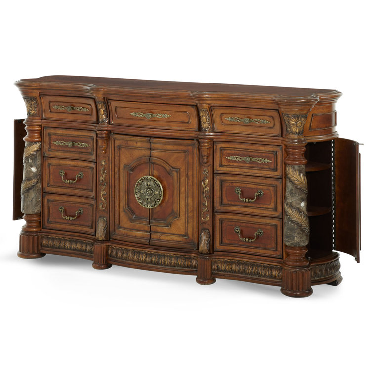 Classic Chestnut Birch Dresser with Mirror and Storage