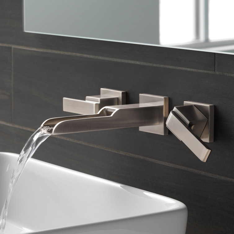Stainless Steel Wall-Mounted Modern Widespread Faucet