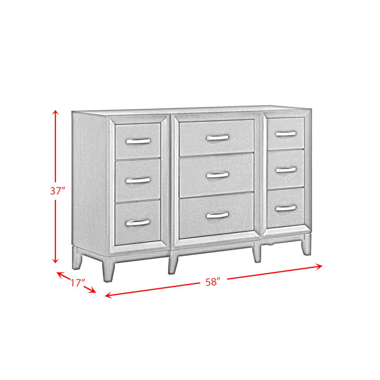 Brown Double 9-Drawer Horizontal Dresser with Dovetail Drawer