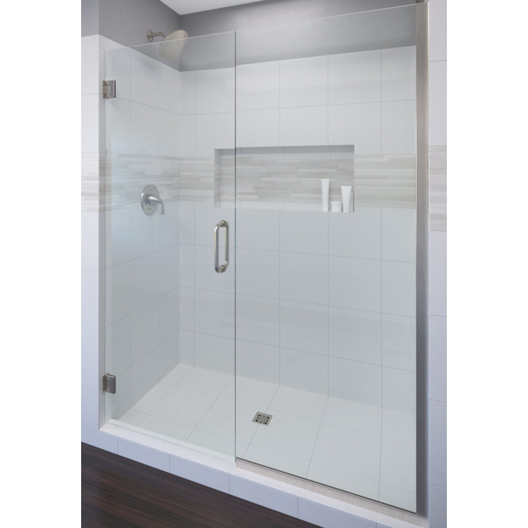 Celesta 76" High Brushed Nickel Frameless Shower Door with Clear Glass