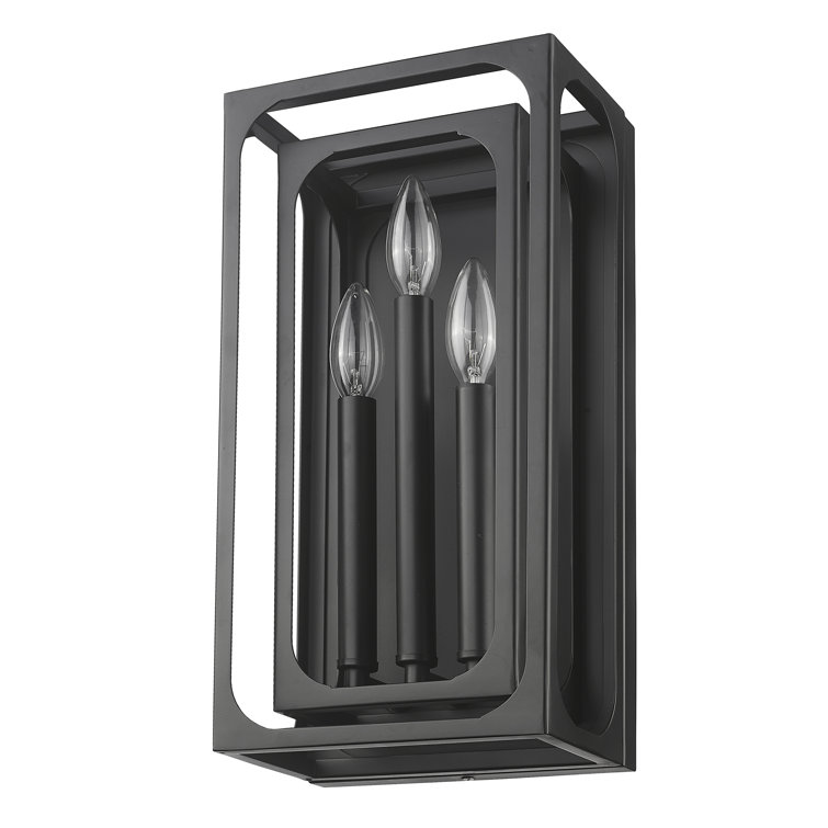 Matte Black Steel 3-Light Candle Wall Sconce
