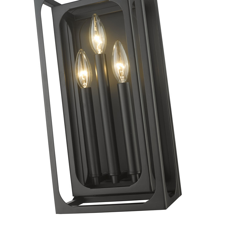 Matte Black Steel 3-Light Candle Wall Sconce