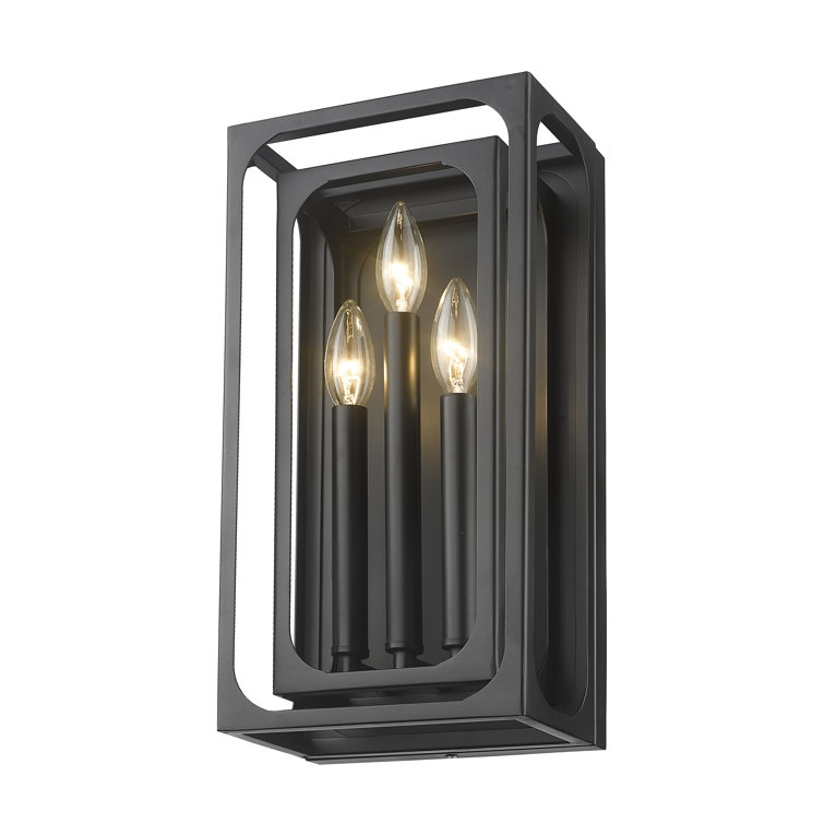 Matte Black Steel 3-Light Candle Wall Sconce