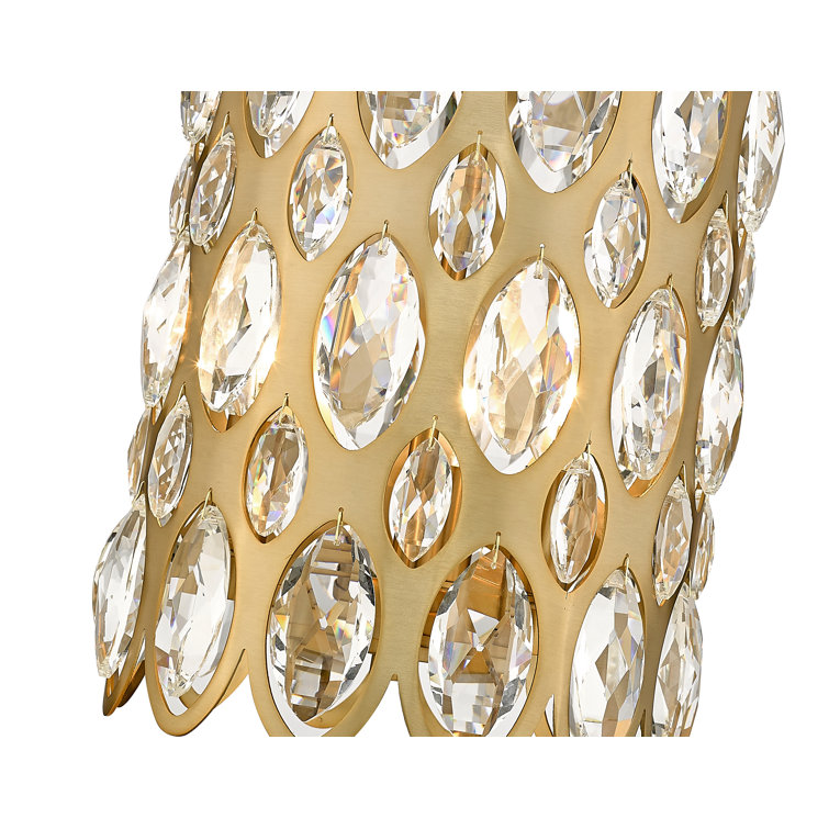 Heirloom Brass and Crystal 3-Light Drum Pendant for Indoor/Outdoor