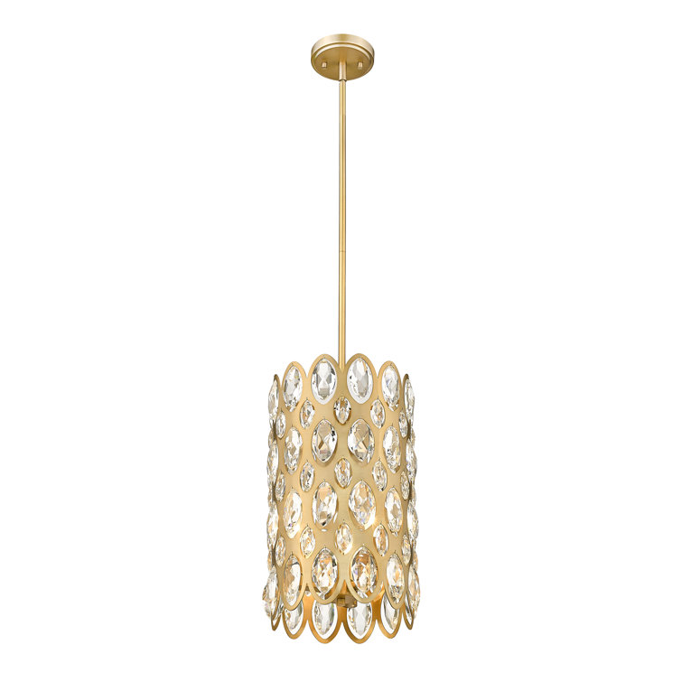 Heirloom Brass and Crystal 3-Light Drum Pendant for Indoor/Outdoor