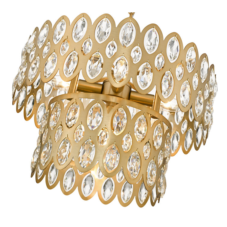 Modern Heirloom Brass and Crystal 5-Light Chandelier Pendant