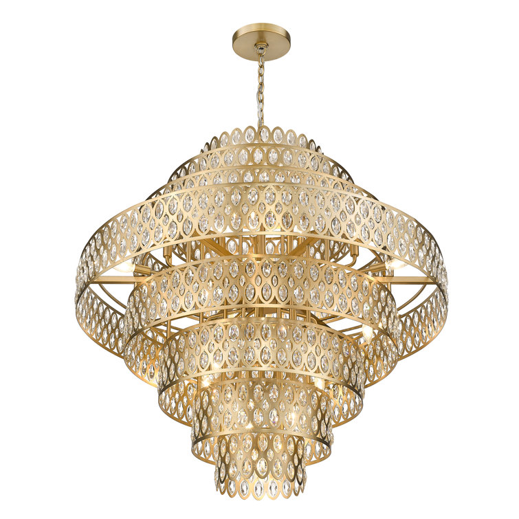 Heirloom Brass and Crystal 25-Light Chandelier Pendant