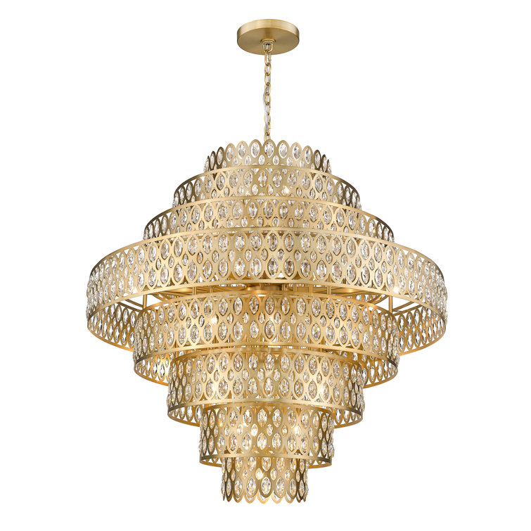 Heirloom Brass and Crystal 25-Light Chandelier Pendant