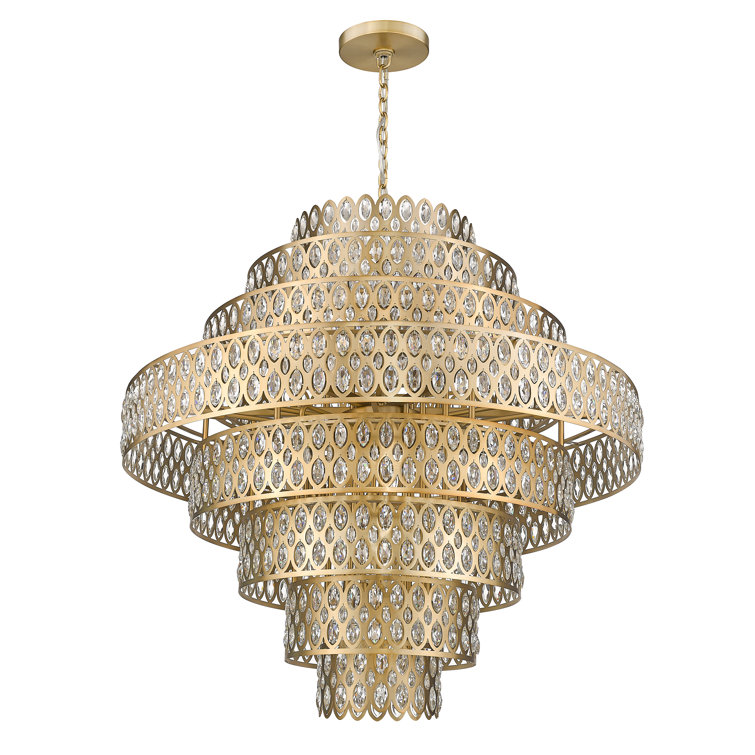 Heirloom Brass and Crystal 25-Light Chandelier Pendant