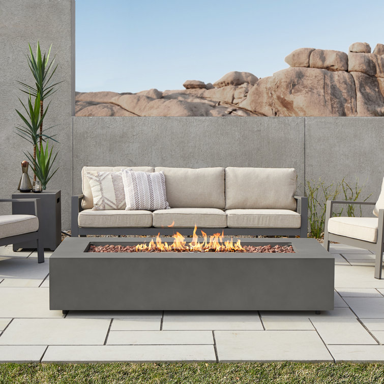 Aegean 70" Weathered Slate Gas Fire Pit Table