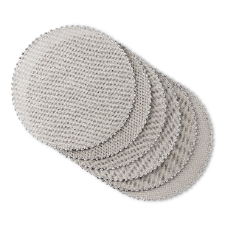 Gray Woven Water Resistant Round Paper Placemats Set of Six