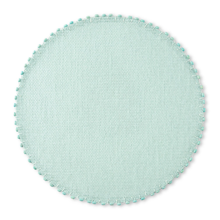 Aqua Round Water Resistant Woven Paper Placemats Set of 6