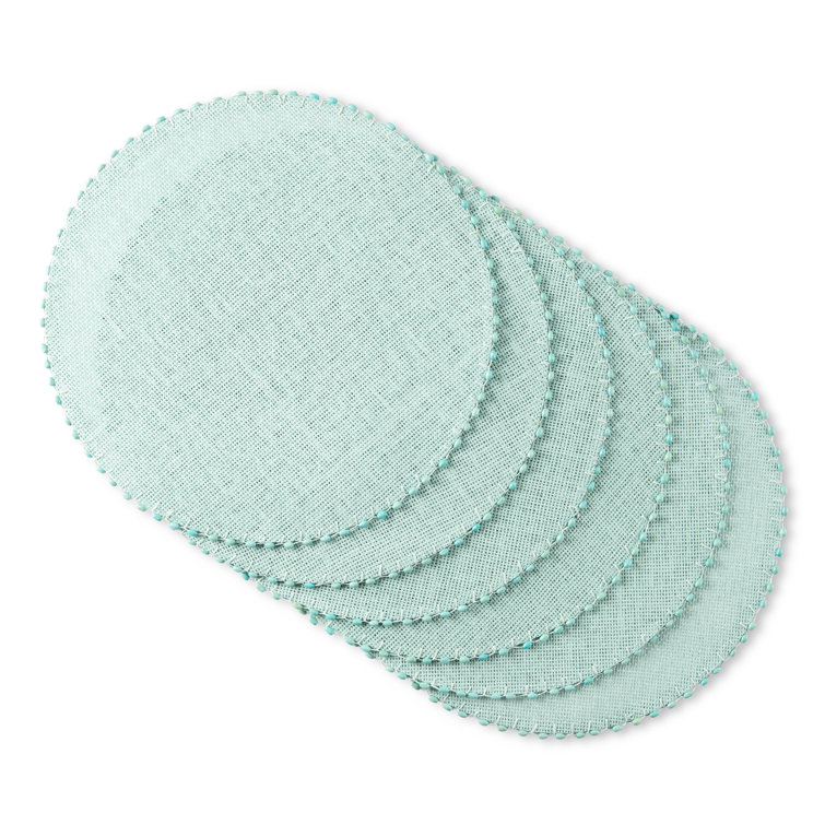 Aqua Round Water Resistant Woven Paper Placemats Set of 6