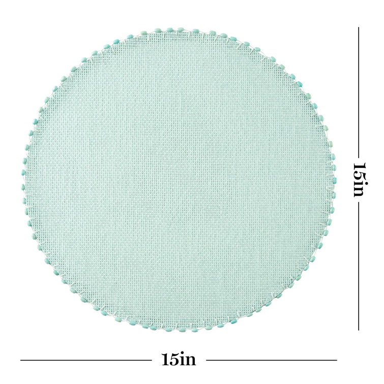 Aqua Round Water Resistant Woven Paper Placemats Set of 6