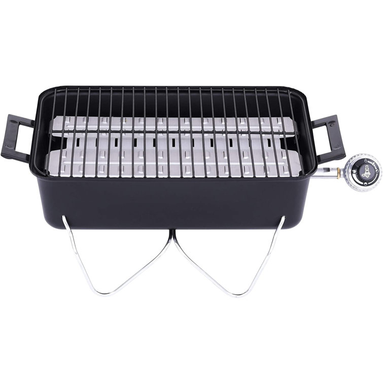 Compact Black Portable Propane Gas Grill with Chrome Grid