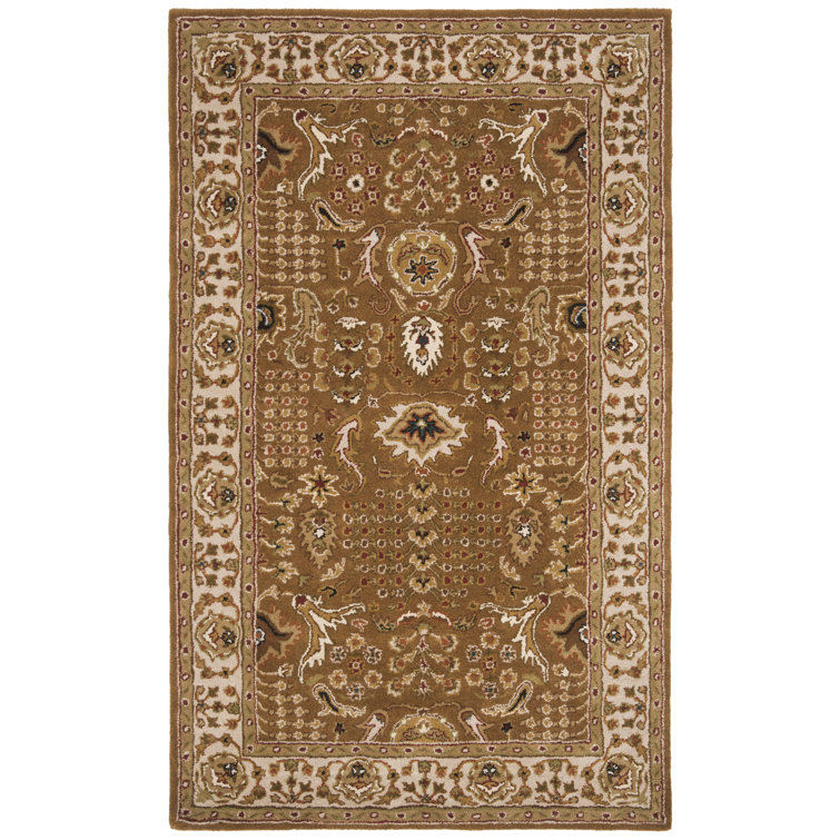 Elegance Redefined Ivory and Beige Hand-Tufted Wool Area Rug - 5' x 8'