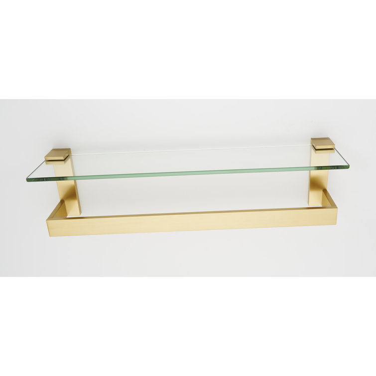Elegant 24'' Satin Brass and Glass Linear Towel Bar