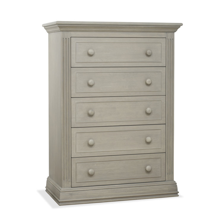 Heritage Fog Poplar Wood 5-Drawer Nursery Chest